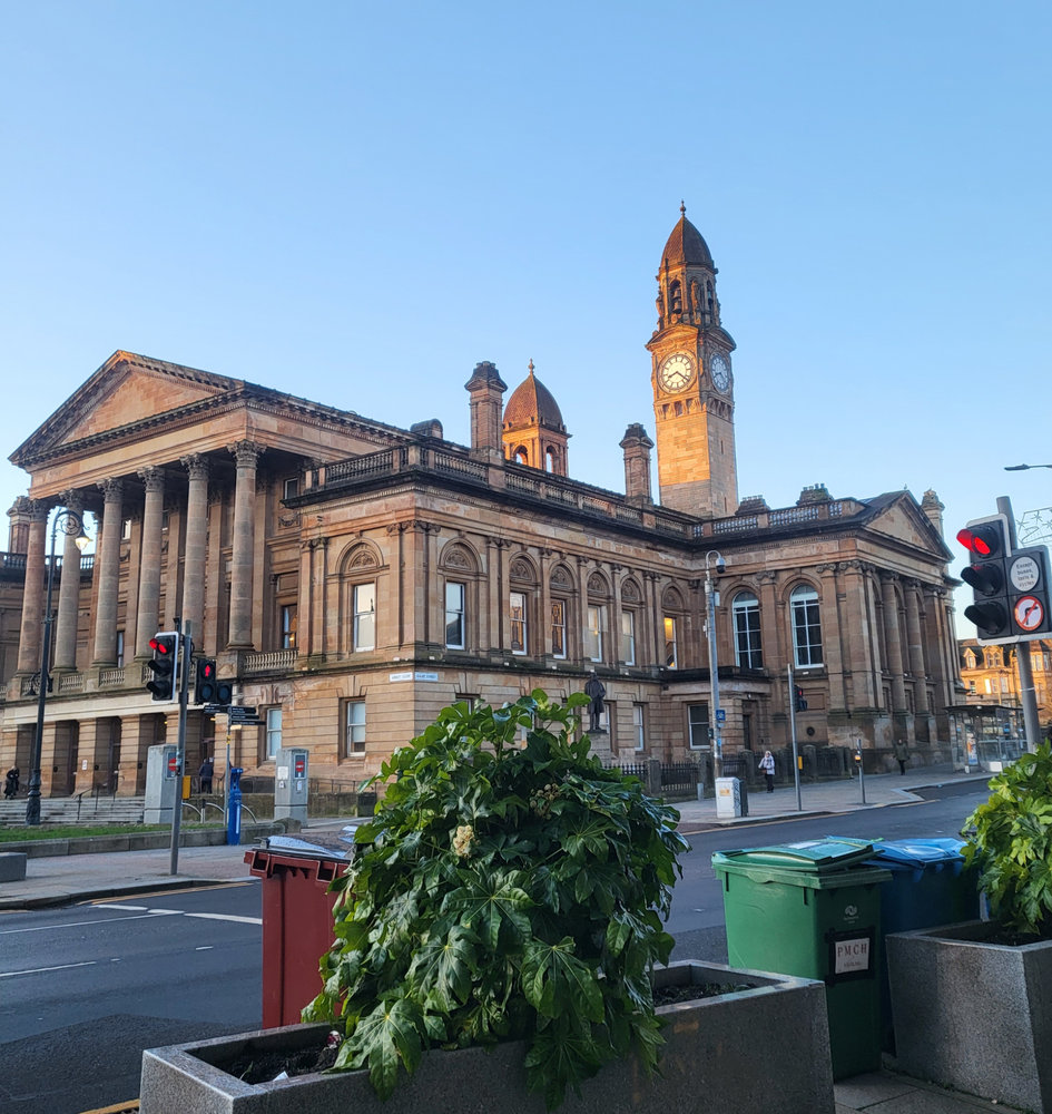 Paisley Town Hall and its clock tower